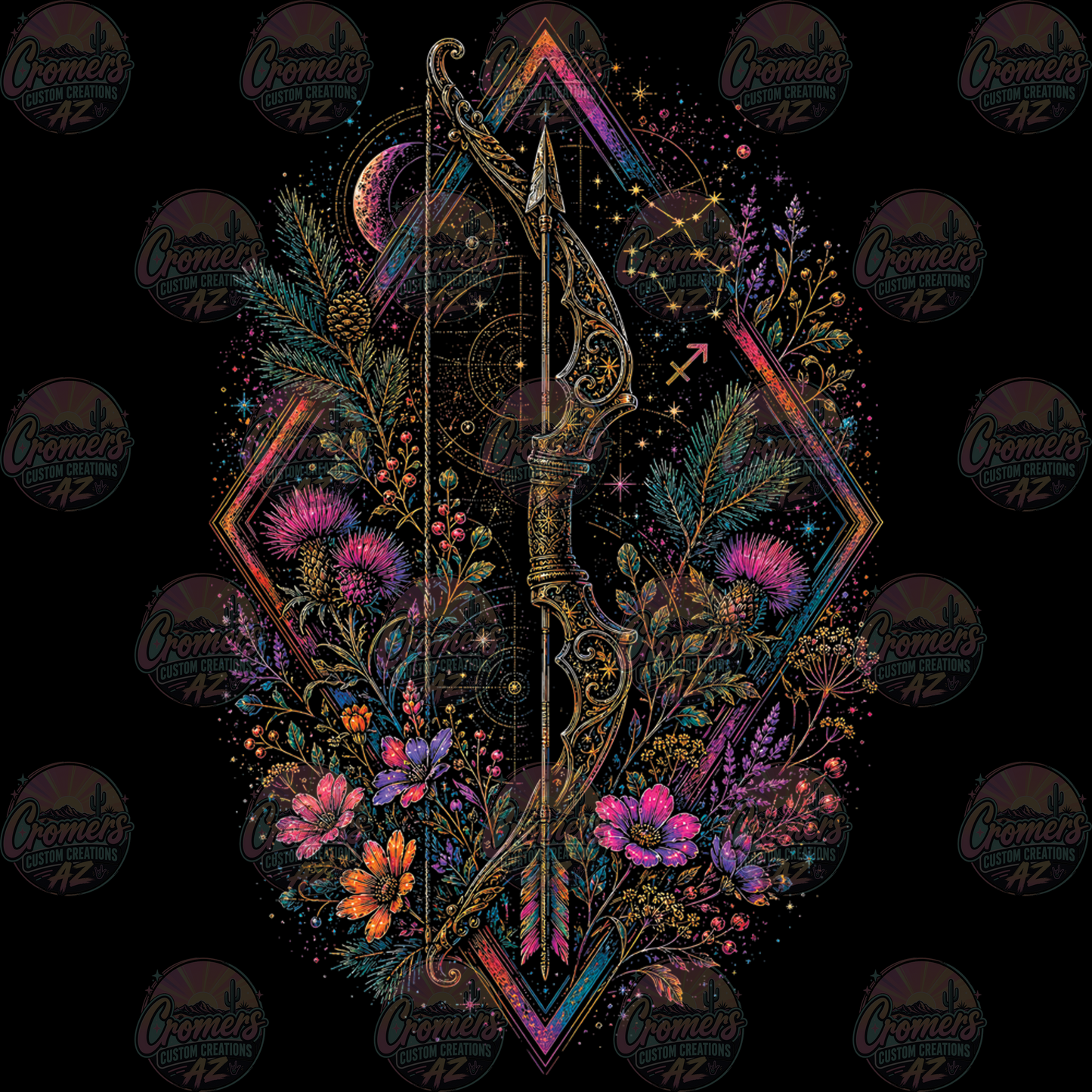 ZODIAC SAGITTARIUS *DTF TRANSFER* only on dark tee!