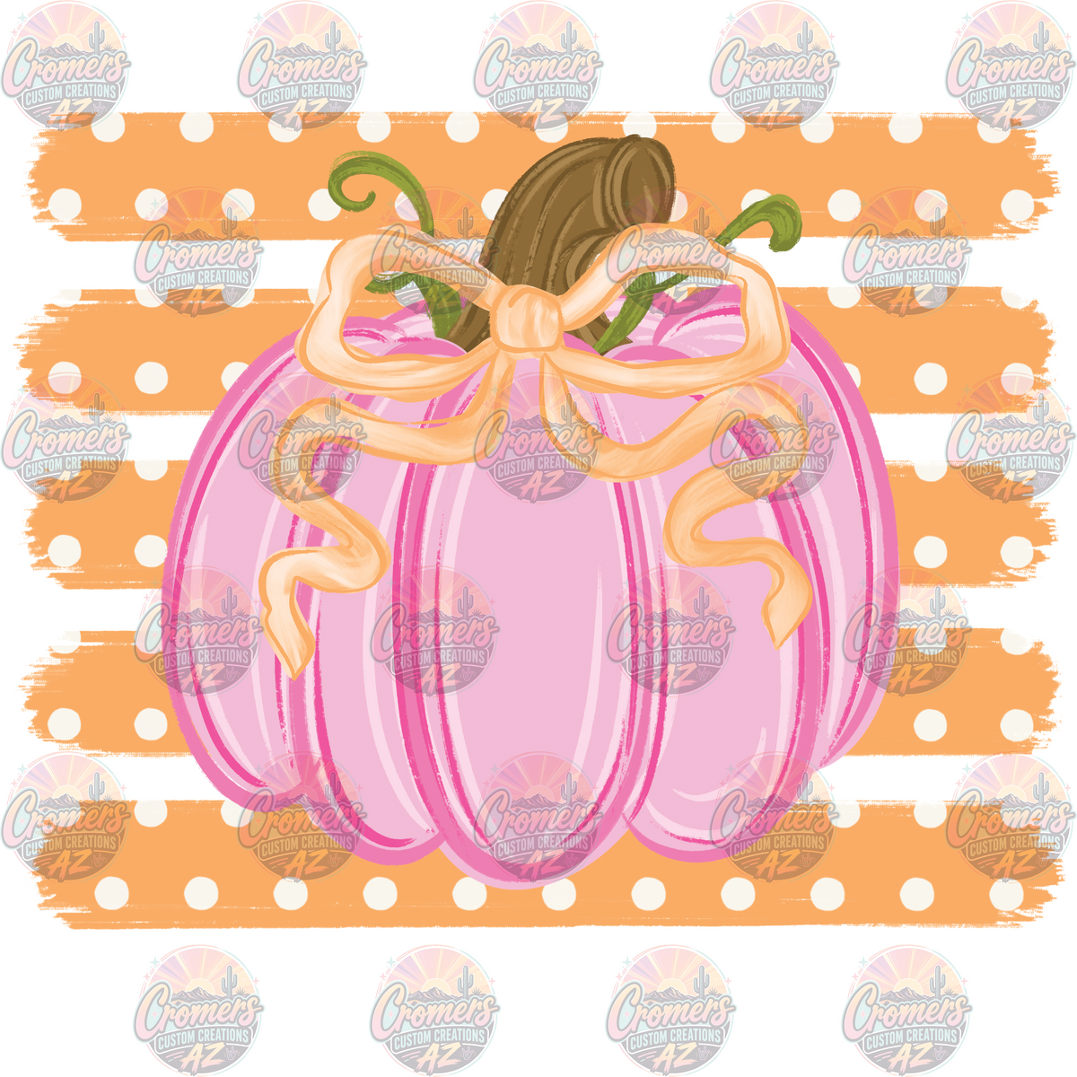 Pink Pumpkin Stripes *DTF TRANSFER*