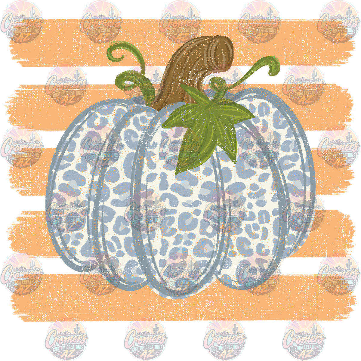 Blue Pumpkin Stripes *DTF TRANSFER*