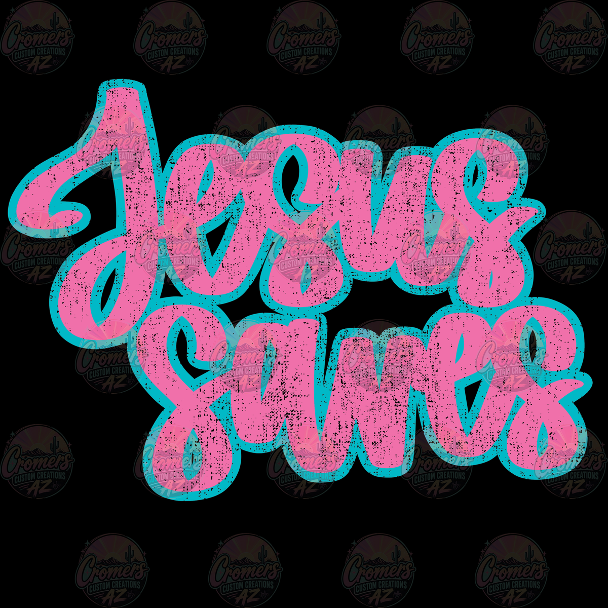 Jesus Saves Teal/Pink *DTF TRANSFER*