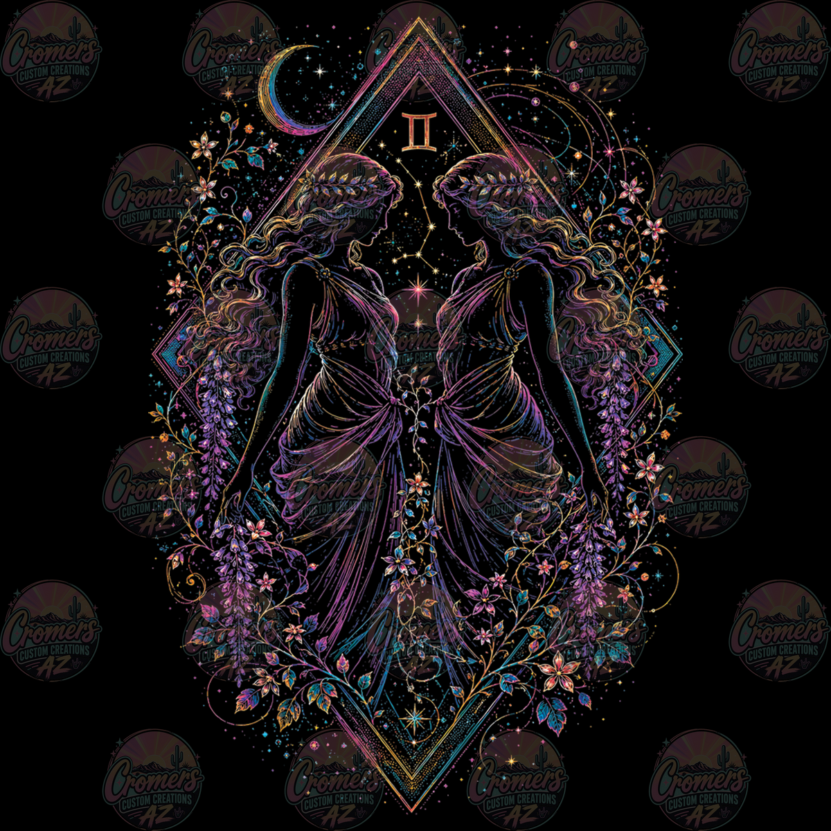 ZODIAC GEMINI *DTF TRANSFER* only on dark tee!