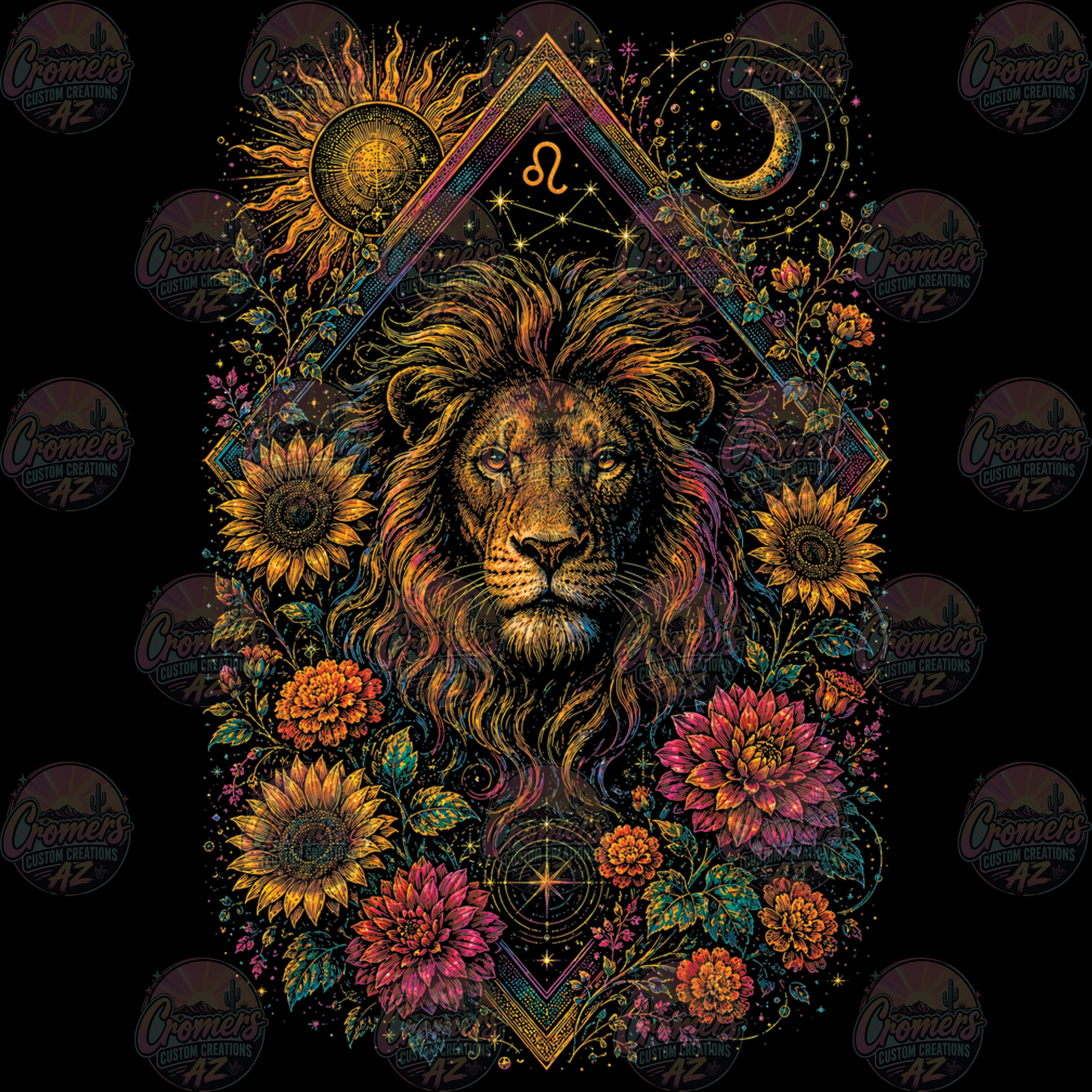 ZODIAC LEO *DTF TRANSFER* only on dark tee!