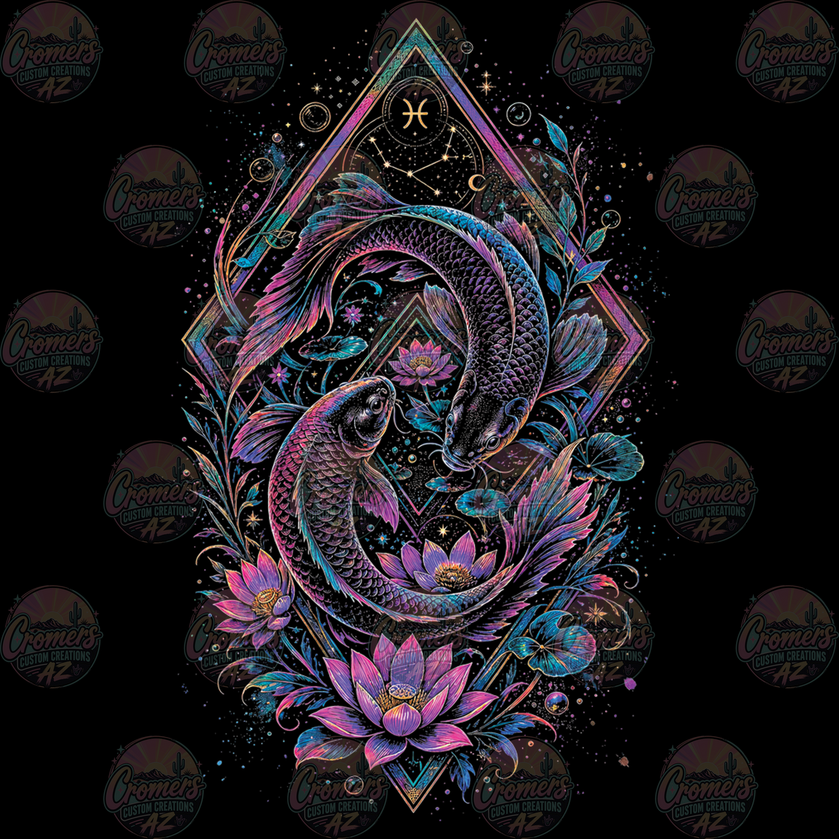 ZODIAC PISCES *DTF TRANSFER* only on dark tee!