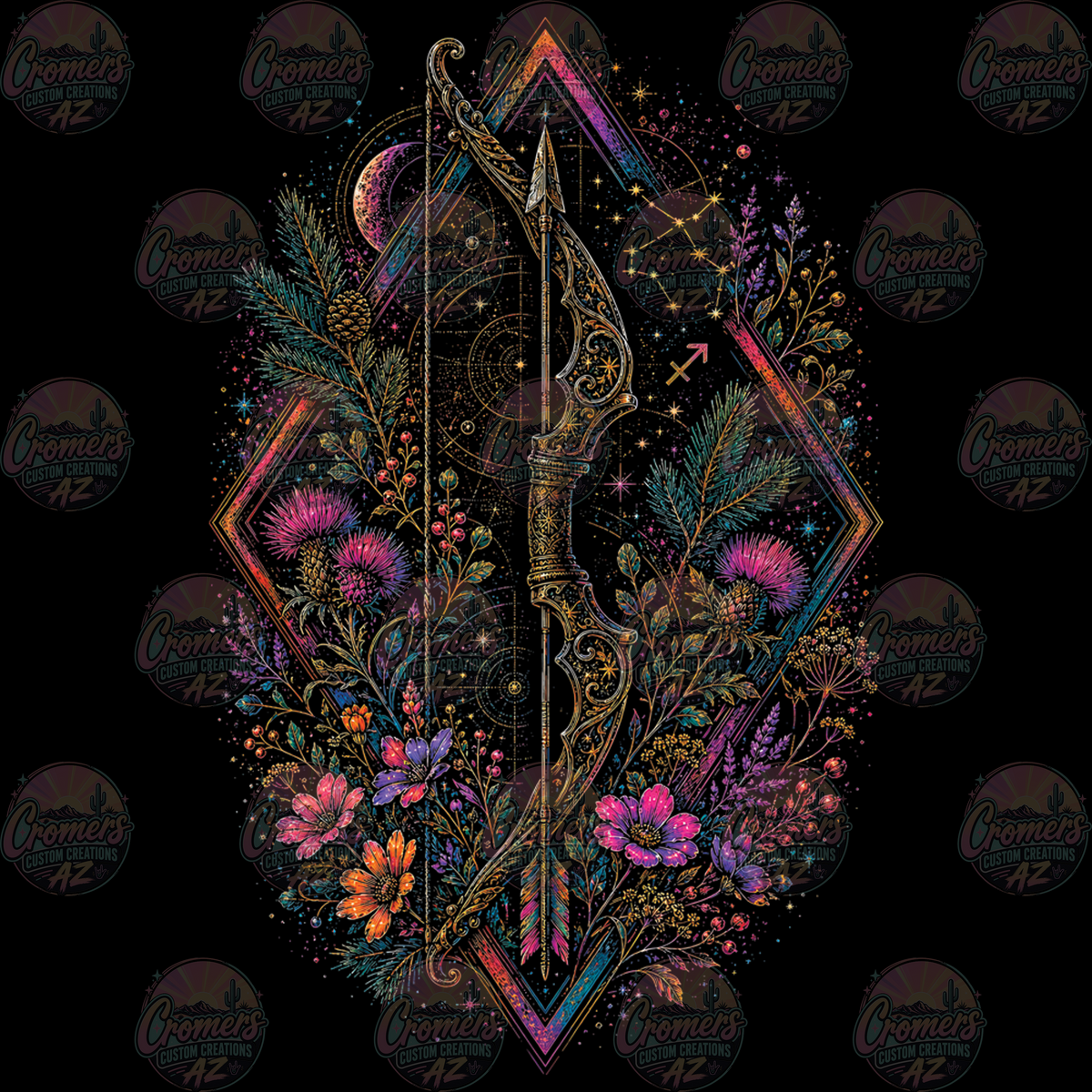ZODIAC SAGITTARIUS *DTF TRANSFER* only on dark tee!