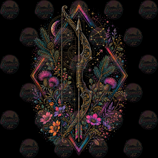ZODIAC SAGITTARIUS *DTF TRANSFER* only on dark tee!
