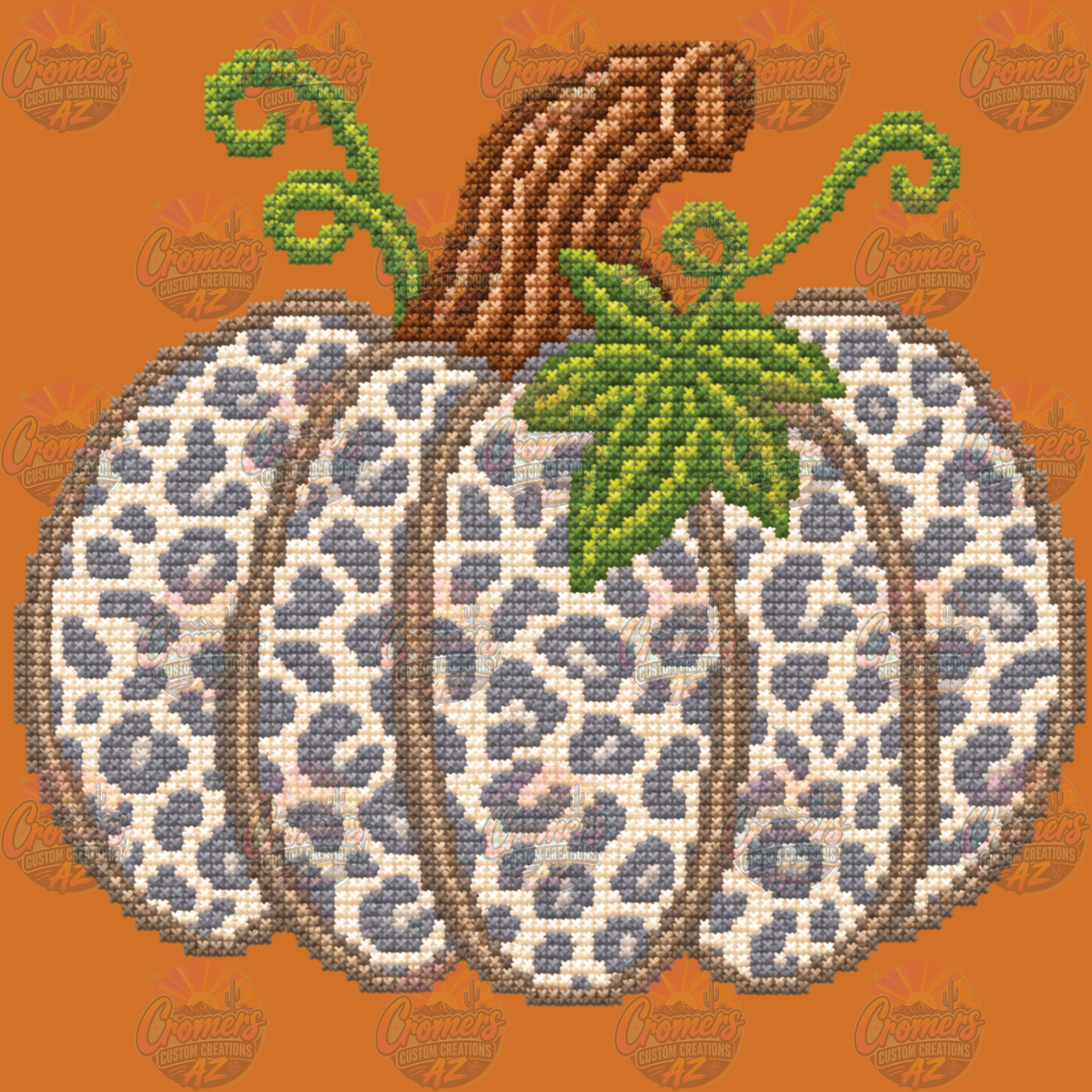 Pumpkin cheetah Faux Stitch - *DTF TRANSFER*