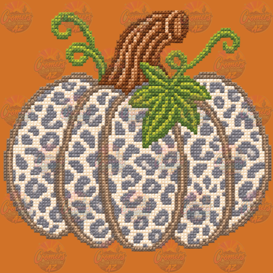 Pumpkin cheetah Faux Stitch - *DTF TRANSFER*