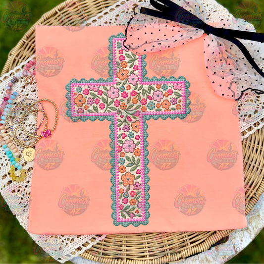 Floral Faux Cross Stitch *DTF TRANSFER*