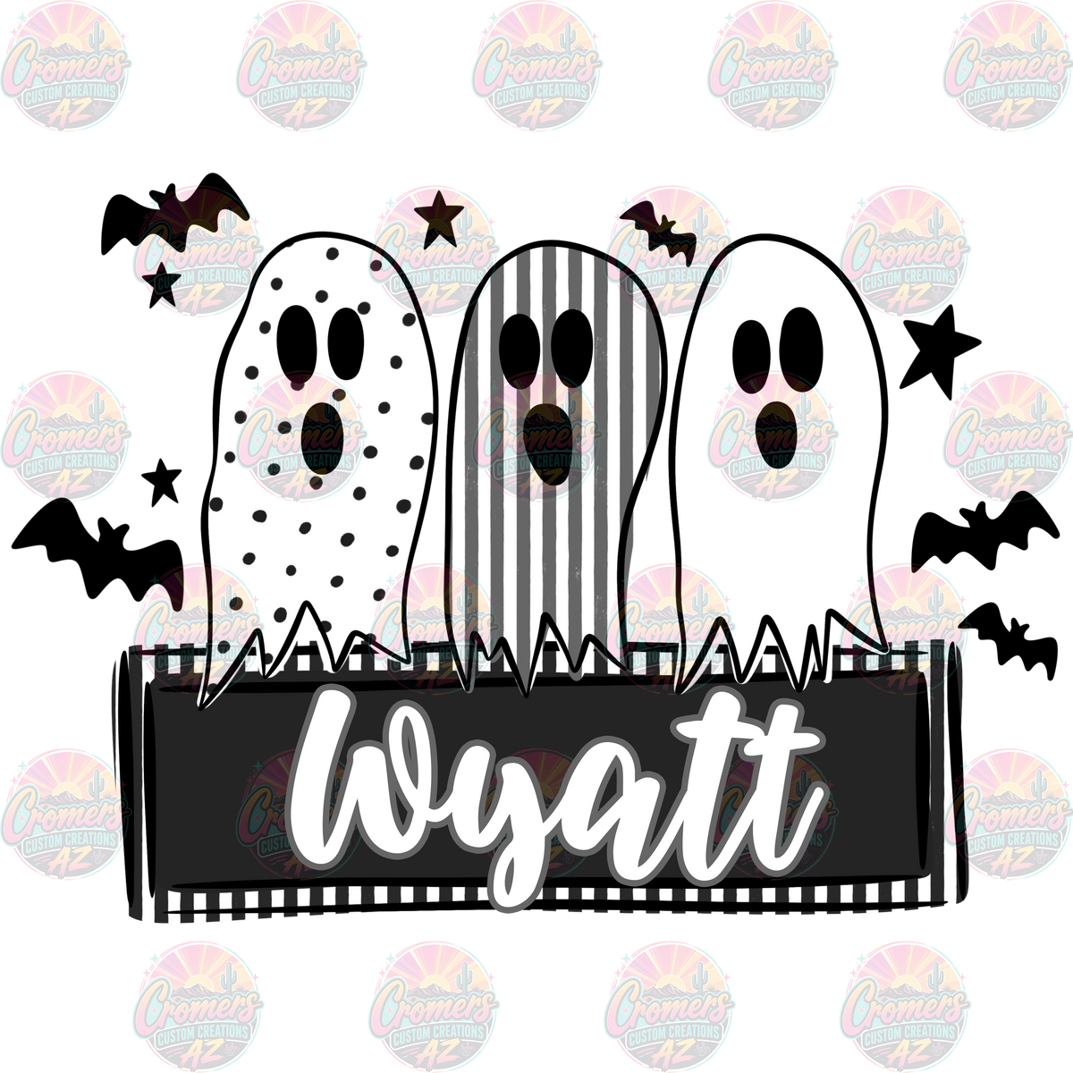 Ghost for Boy - nameplate *DTF TRANSFER*