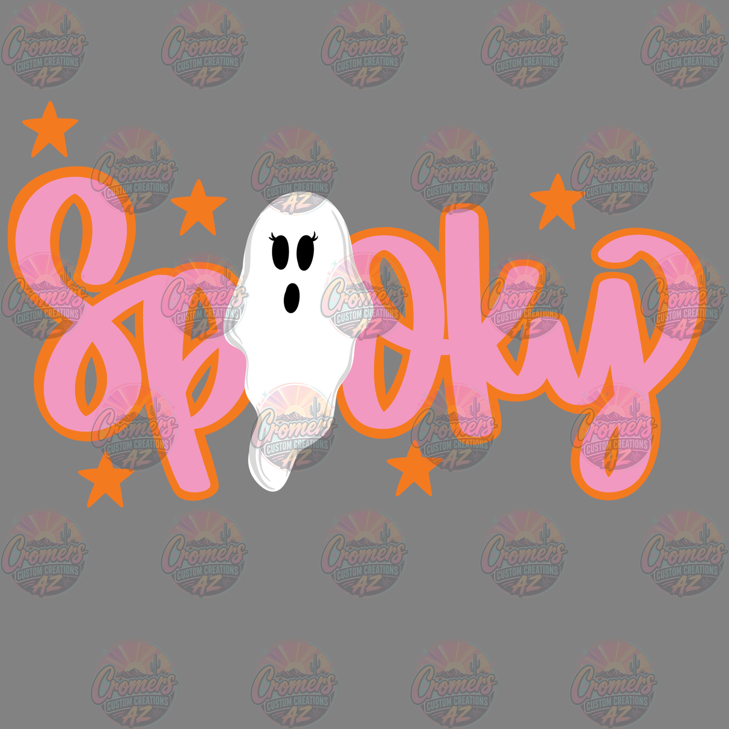 Spooky Ghost Orange Pink *DTF TRANSFER*