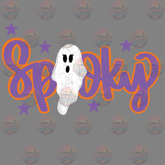Spooky Ghost Orange Purple *DTF TRANSFER*