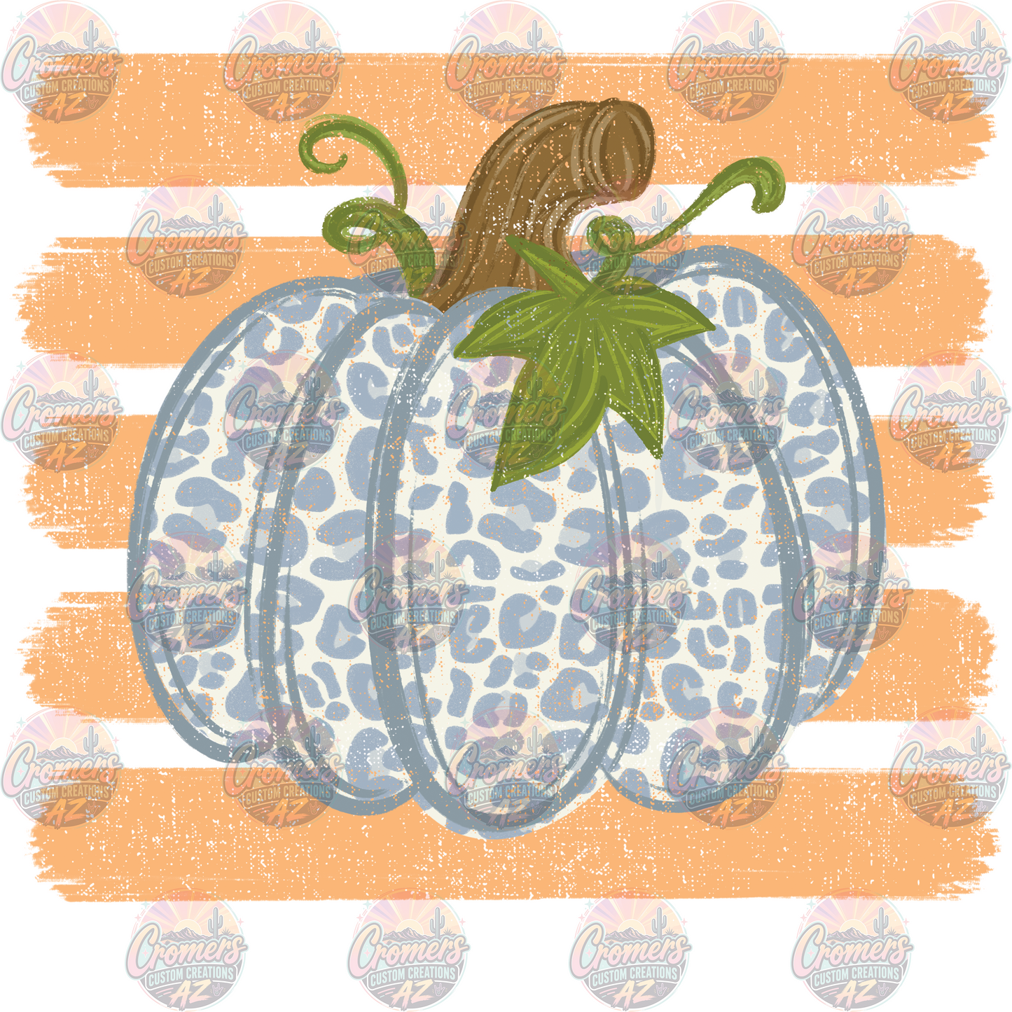 Blue Pumpkin Stripes *DTF TRANSFER*