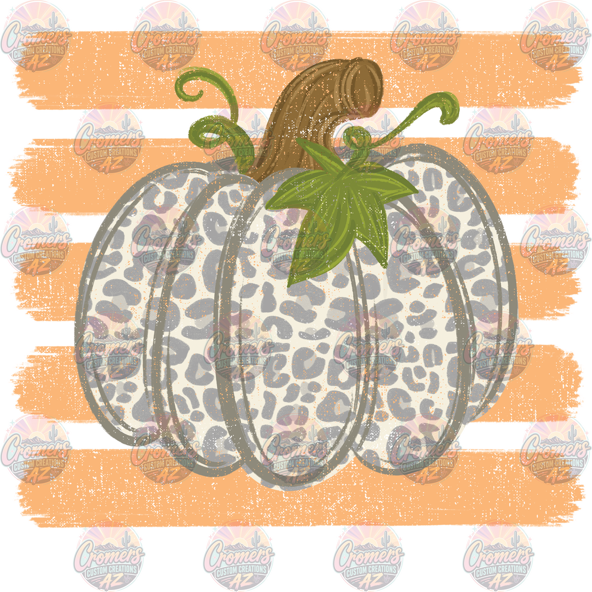 Grey Pumpkin Stripes *DTF TRANSFER*