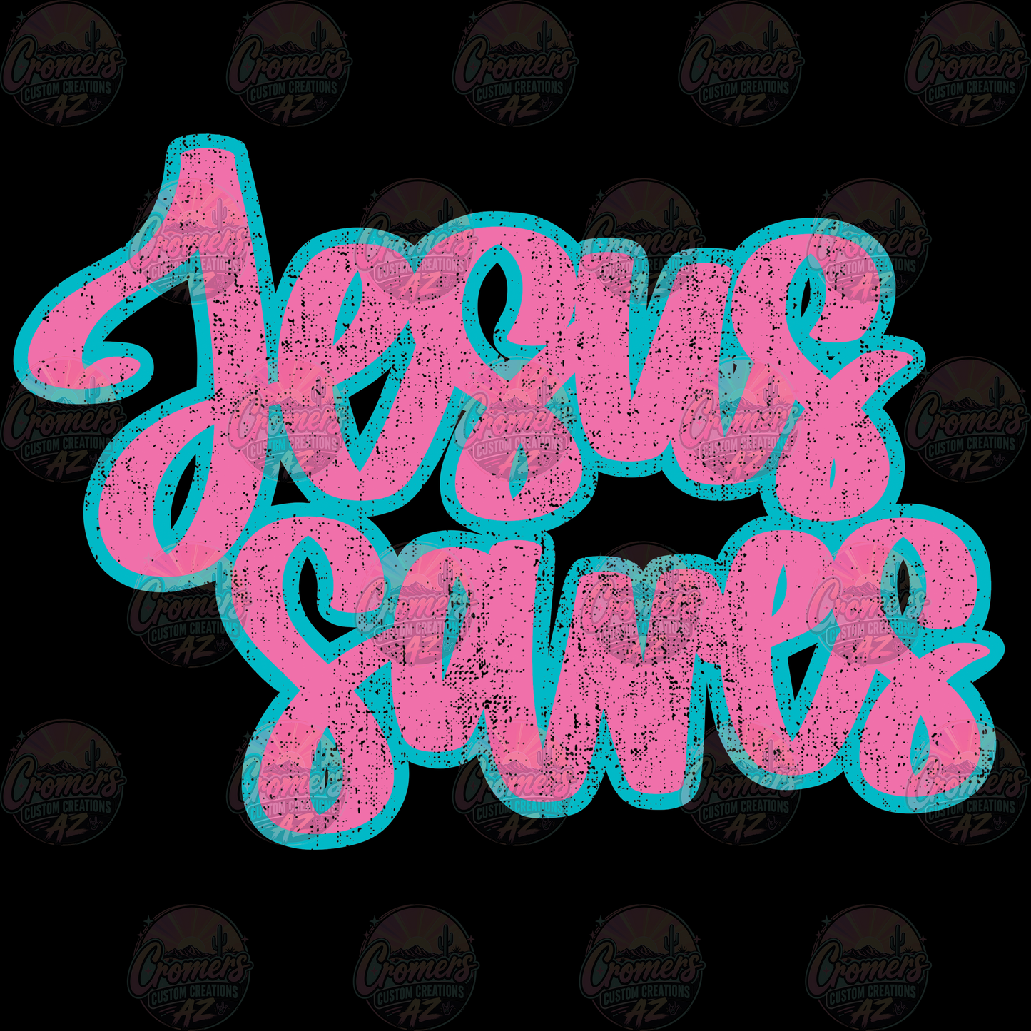 Jesus Saves Teal/Pink *DTF TRANSFER*