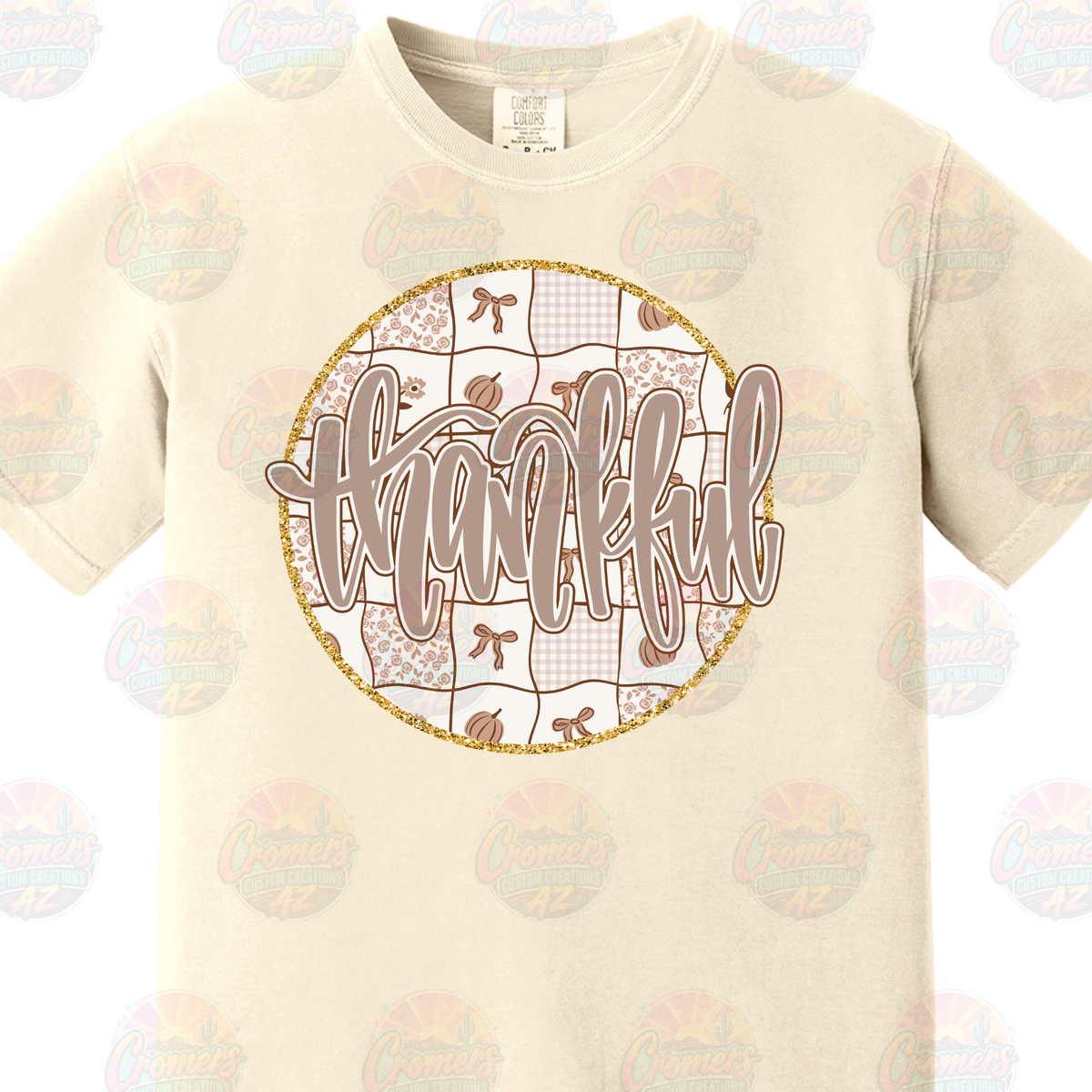 Thankful - circle gold glitter *DTF TRANSFER* (Copy)
