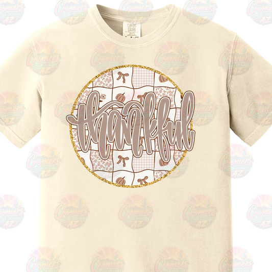Thankful - circle gold glitter *DTF TRANSFER* (Copy)