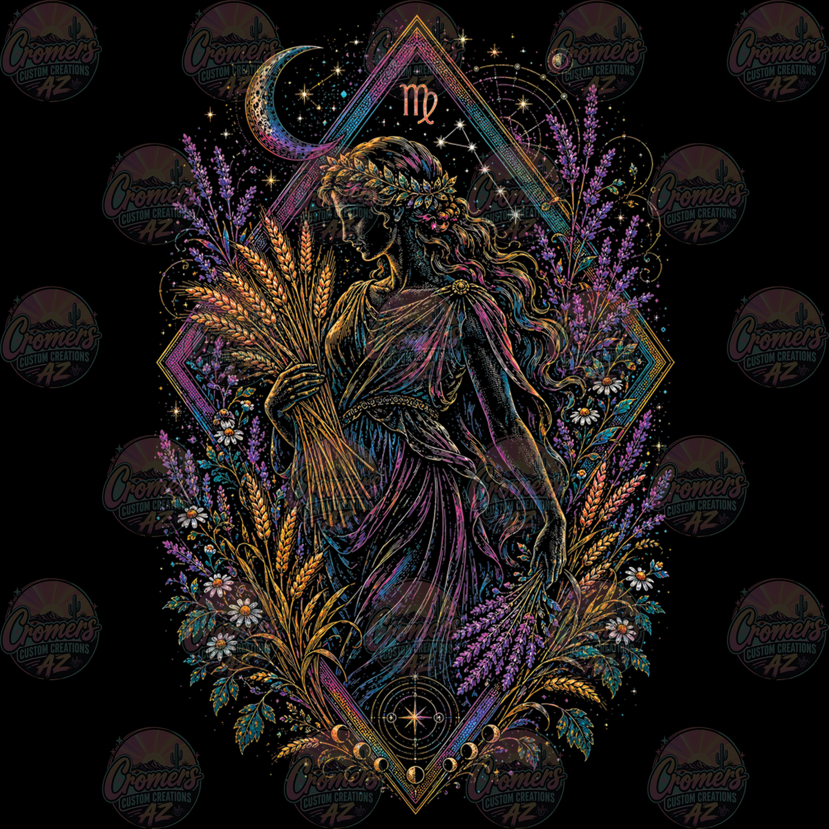 ZODIAC VIRGO *DTF TRANSFER* only on dark tee!